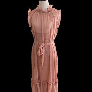 Beautiful Long Pink Dress Sz L By Emma & Michelle